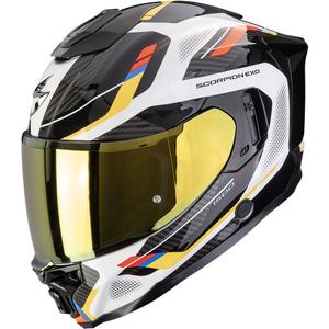 Scorpion EXO-1500 Air Sleek каска за мотоциклет с пълно лице, бяло-синьо-жълта