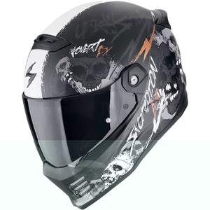 Интегрална мотоциклетна каска Scorpion COVERT FX SKULLZ матова черно-сиво-златиста