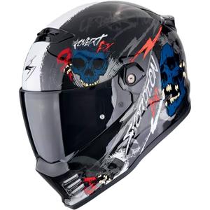 Интегрална мотоциклетна каска Scorpion COVERT FX SKULLZ черно-сиво-червена