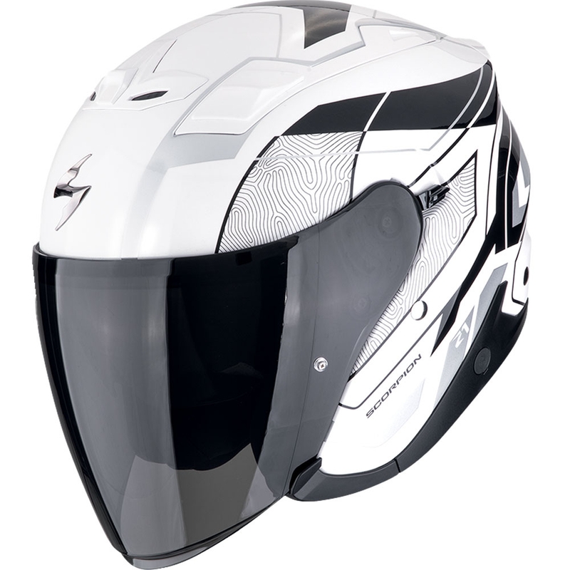 Scorpion EXO-Z1 VUE отворена мотоциклетна каска бяло-черно-сребристо
