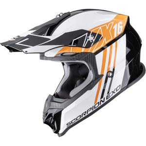 Каска за мотокрос Scorpion VX-16 EVO Air Lignes, черно-оранжева