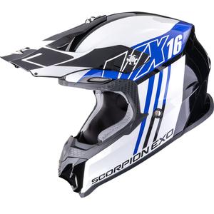 Каска за мотокрос Scorpion VX-16 EVO Air Lignes, черно-синя