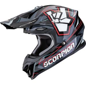 Каска за мотокрос Scorpion VX-16 EVO Air ROK, черно-сиво-червено