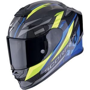 Интегрална мотоциклетна каска Scorpion EXO-R1 EVO CARBON AIR RUNNER черно-синьо-флуорово жълто
