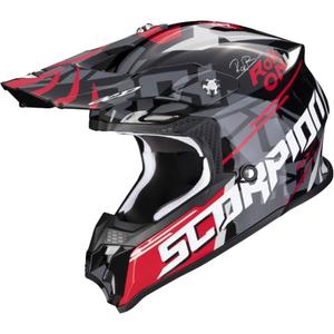 Мотокрос каска Scorpion VX-16 EVO AIR ROK BAGOROS черно-сиво-бяло-червена