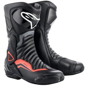 Мотоциклетни ботуши Alpinestars S-MX 6 черно-сиво-флуоресцентно червено