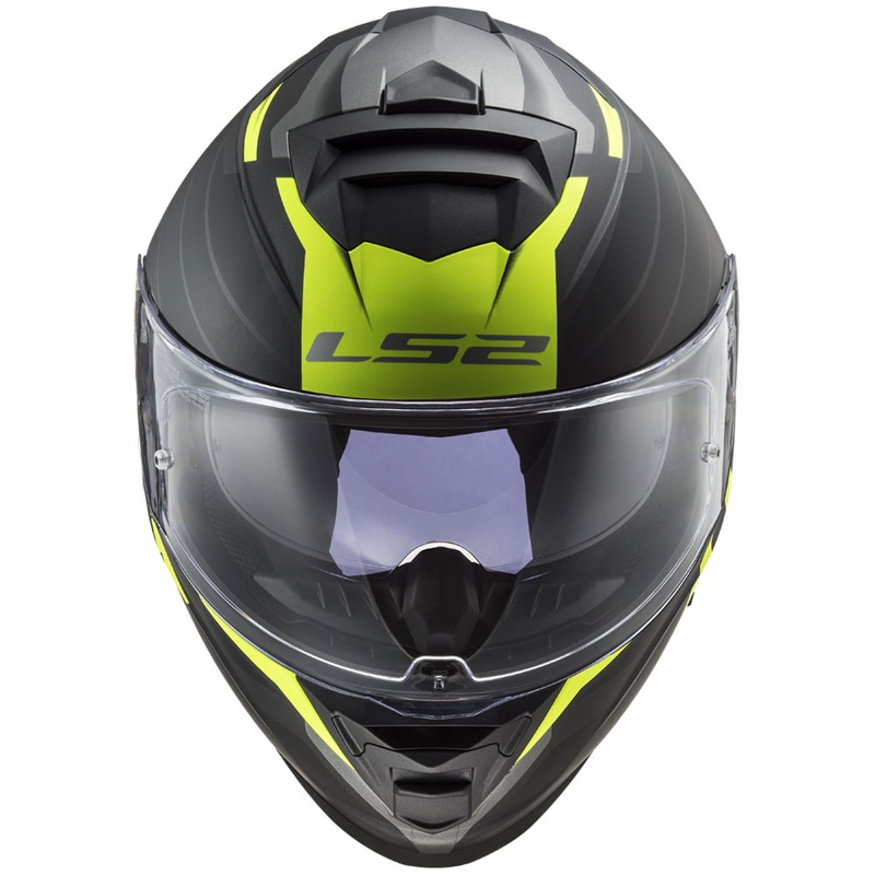 Мотоциклетна каска с пълно лице LS2 FF800 Storm II Nerve черно-флуоресцентно жълто