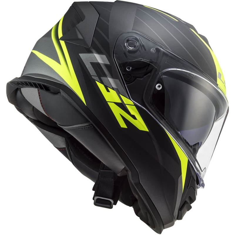 Мотоциклетна каска с пълно лице LS2 FF800 Storm II Nerve черно-флуоресцентно жълто