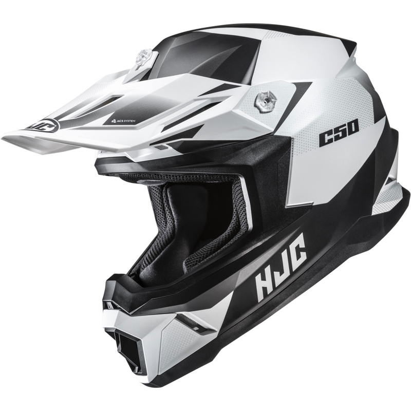 Мотокрос каска HJC C50 Slide MC10SF черно-бяла