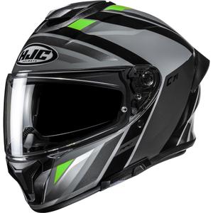 Мото каска за цял нос HJC C71 Faber MC4 черно-сиво-флуоресцентно зелено