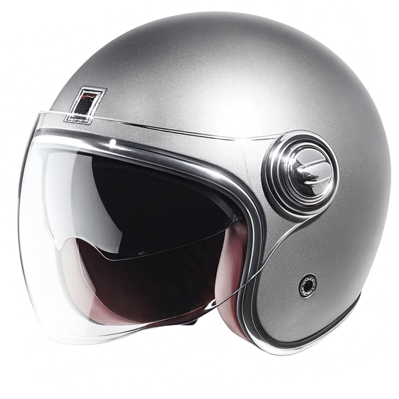 Отворена каска NOX PREMIUM Heritage silver matt