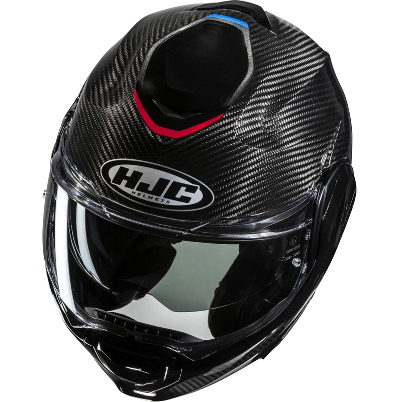 Мото каска HJC F100 Carbon Stan MC21 с отваряне, черно-синьо-червено