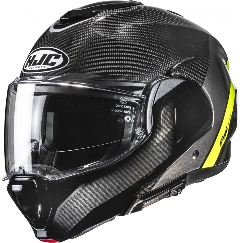 Мото каска HJC F100 Carbon Stan MC3H, черно-флуоресцентно жълта