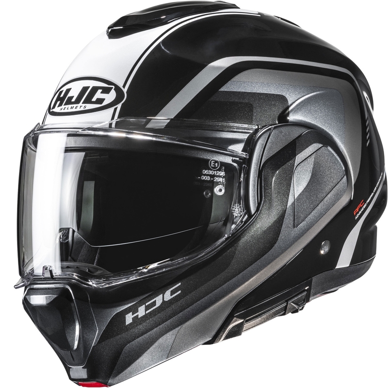 Мото каска HJC F100 Reff MC21 с отварящо се крило, черно-сребристо-бяло