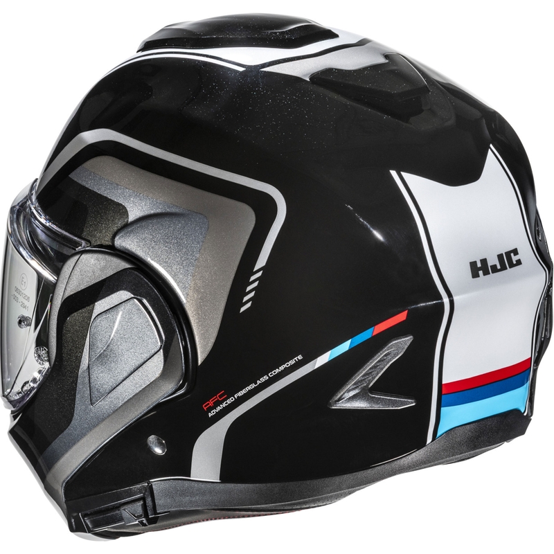 Мото каска HJC F100 Reff MC21 с отварящо се крило, черно-сребристо-бяло