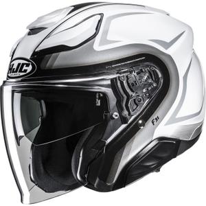 Отворена мотоциклетна каска HJC F31 Bask MC10 бяло-сребриста