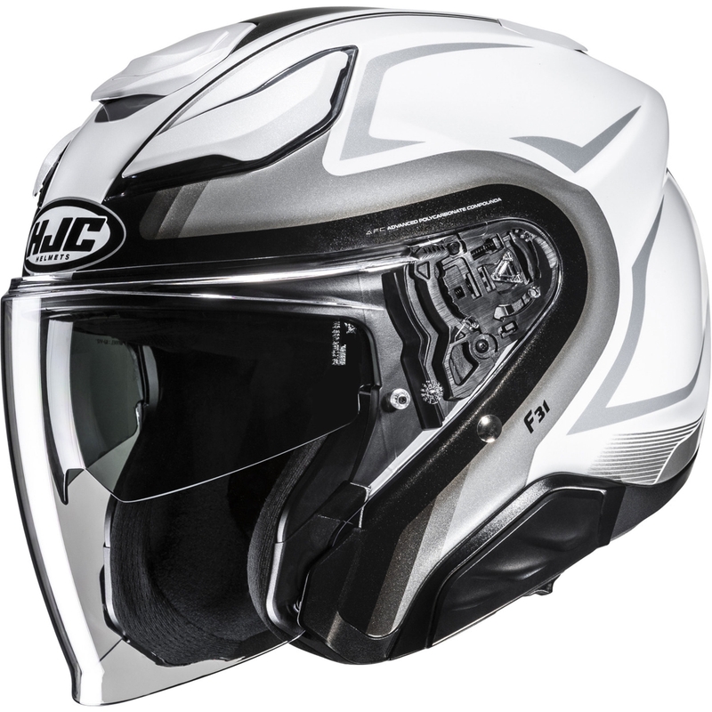Отворена мотоциклетна каска HJC F31 Bask MC10 бяло-сребриста