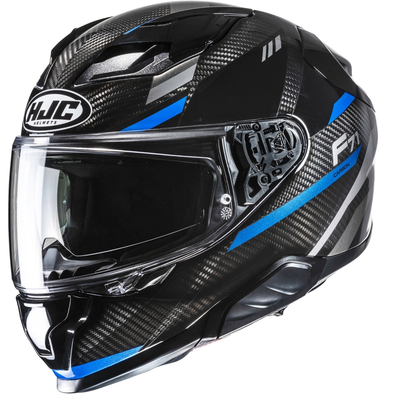 Мото каска за цял нос HJC F71 CARBON Esira MC2 черно-синя