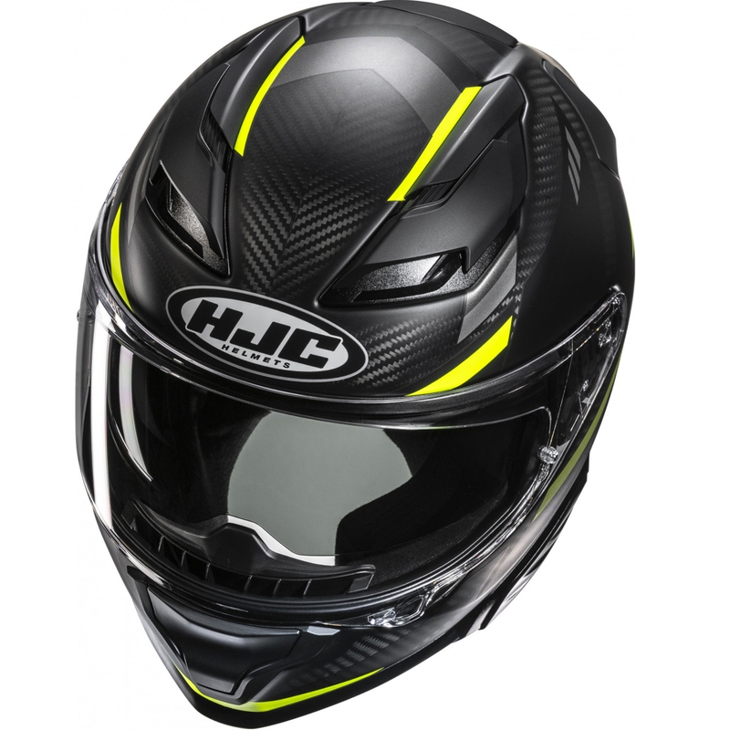 Мото каска за цял нос HJC F71 CARBON Esira MC3HSF черно-флуоресцентно жълто