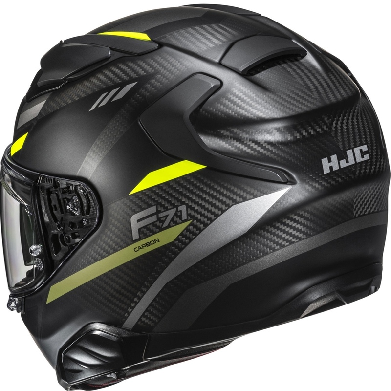 Мото каска за цял нос HJC F71 CARBON Esira MC3HSF черно-флуоресцентно жълто