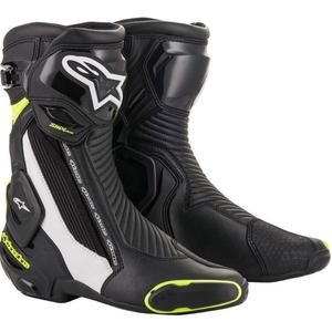 Alpinestars SMX Plus 2 черно-бяло-флуорово-жълти ботуши за мотоциклет