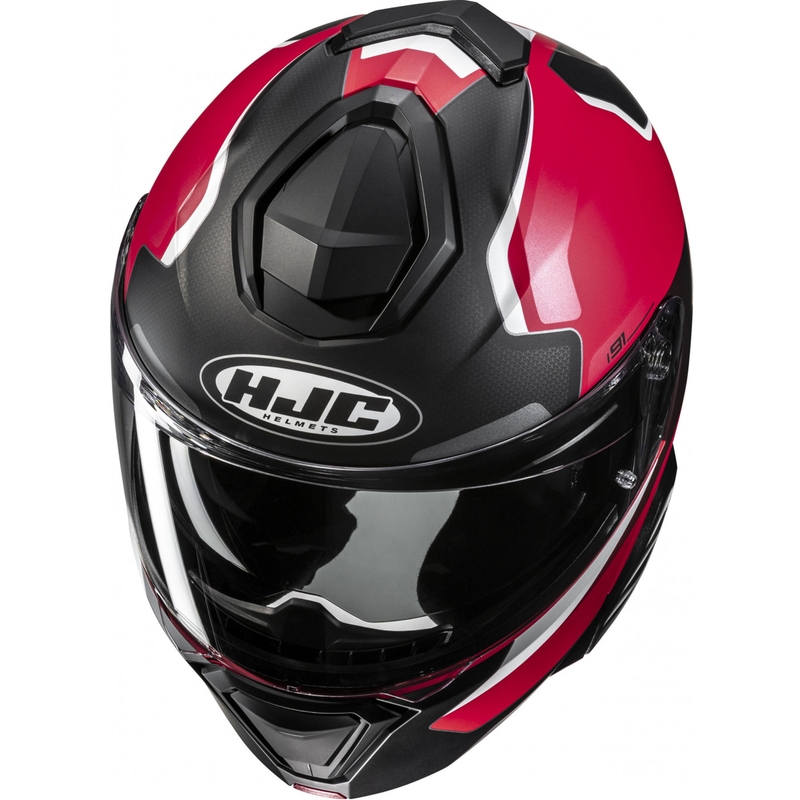 Мото каска HJC i91 Felio MC1SF, черно-червено-бяла