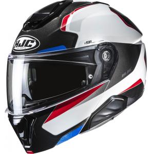 Мото каска HJC i91 Felio MC21 с отваряне, черно-бяло-червено-синьо