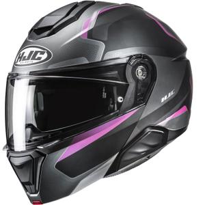 Мото каска HJC i91 Felio MC8SF с отваряне, черно-розова