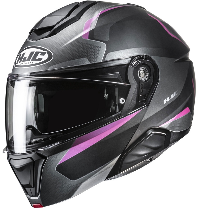 Мото каска HJC i91 Felio MC8SF с отваряне, черно-розова