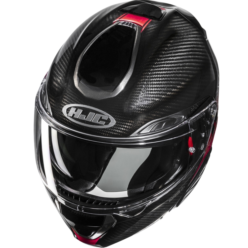 Мото каска HJC RPHA 91 CARBON Elig MC1 с отваряща се дръжка, черно-червена