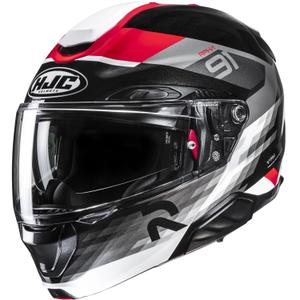 Мото каска HJC RPHA 91 Madal MC1 с отваряща се дръжка, черно-сиво-червено
