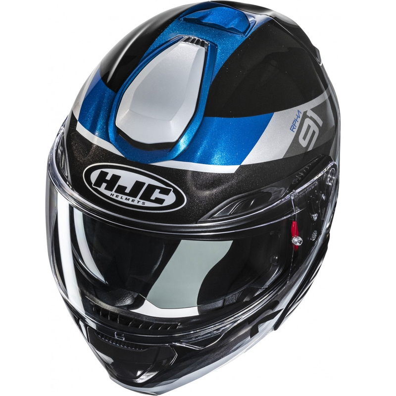 Мото каска HJC RPHA 91 Madal MC2 с отваряща се дръжка, черно-сиво-синьо