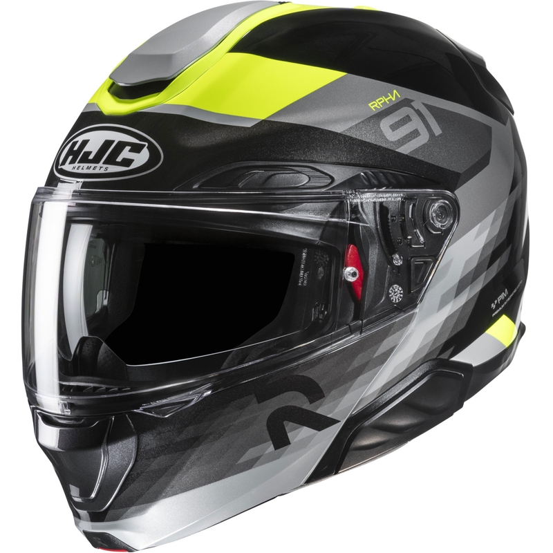 Мото каска HJC RPHA 91 Madal MC3H с отваряща се дръжка, черно-сиво-флуоресцентно жълто