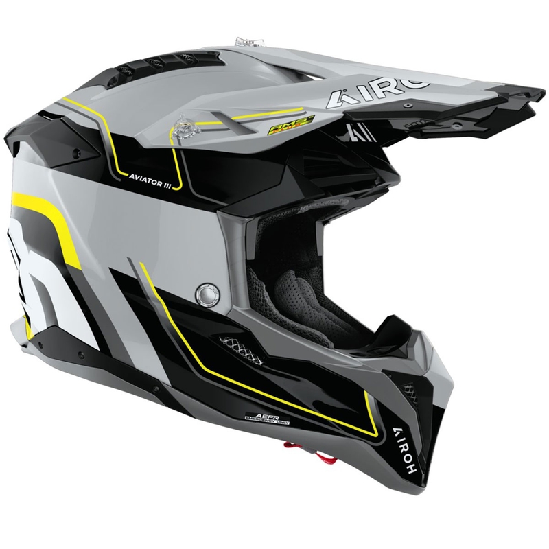 Каска за мотокрос Airoh Aviator 3 Leader, лъскаво жълта