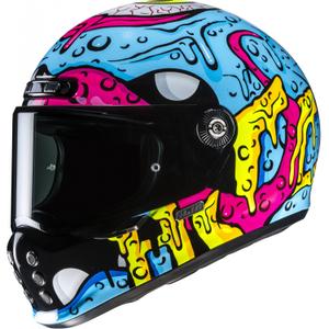 Мото каска за цял нос HJC V10 Squeeze MC28 синьо-жълто-розова