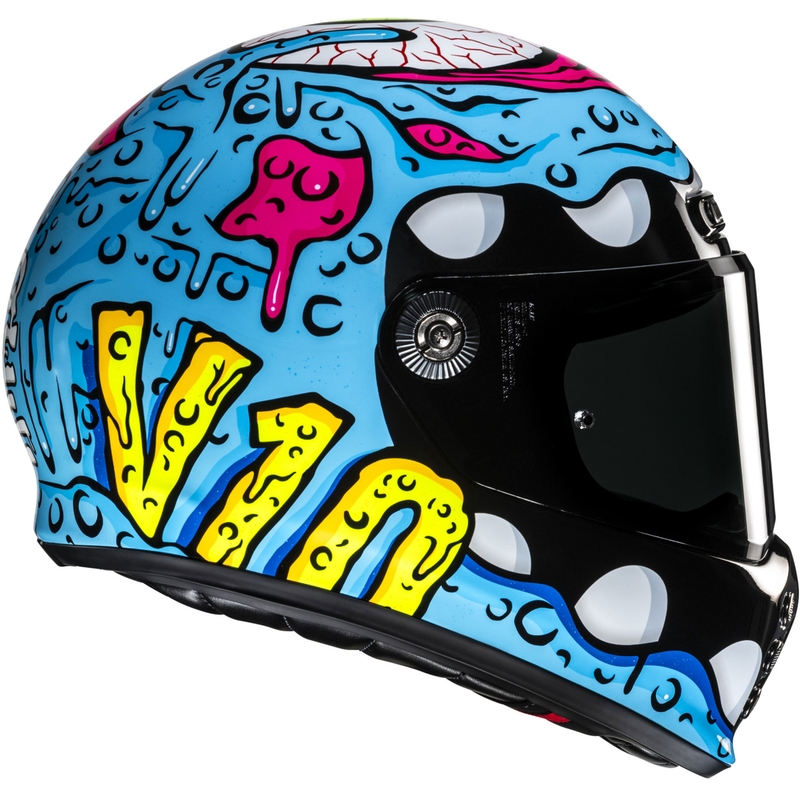 Мото каска за цял нос HJC V10 Squeeze MC28 синьо-жълто-розова
