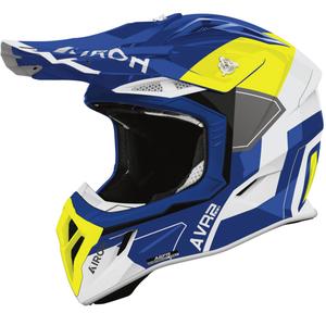 Каска за мотокрос Airoh Aviator ACE 2 Shield, лъскава, синьо-жълта