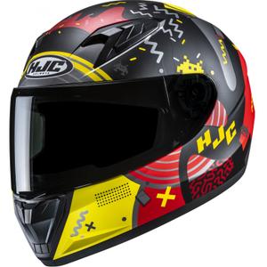 Детска каска за мотоциклет HJC Y10 Mika MC1SF черно-червено-жълта