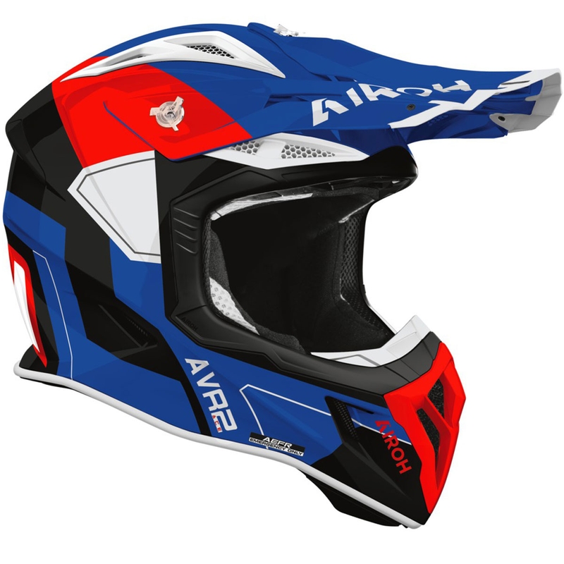 Мотокрос каска Airoh Aviator ACE 2 Shield гланцирана синьо-червена