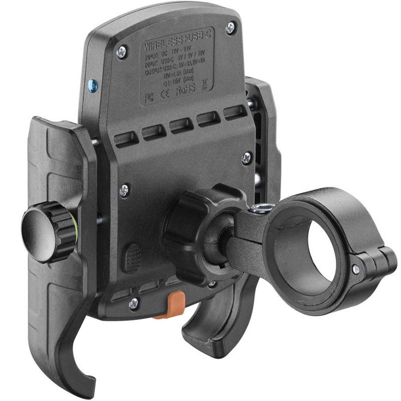 Поставка за телефон Interphone Crab с безжично зареждане и USB-C, черна