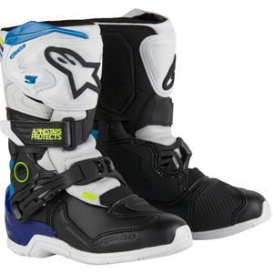 Детски мотоциклетни ботуши Alpinestars Tech 3S, бяло-черно-синьо