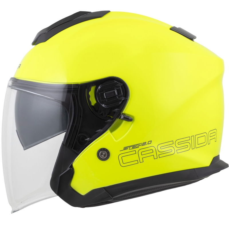 Cassida Jet Tech 2.0 RoTo каска за мотоциклет с отворено лице, флуоресцентно жълто-черно-сива