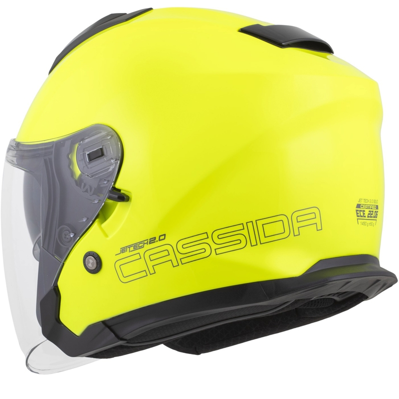 Cassida Jet Tech 2.0 RoTo каска за мотоциклет с отворено лице, флуоресцентно жълто-черно-сива