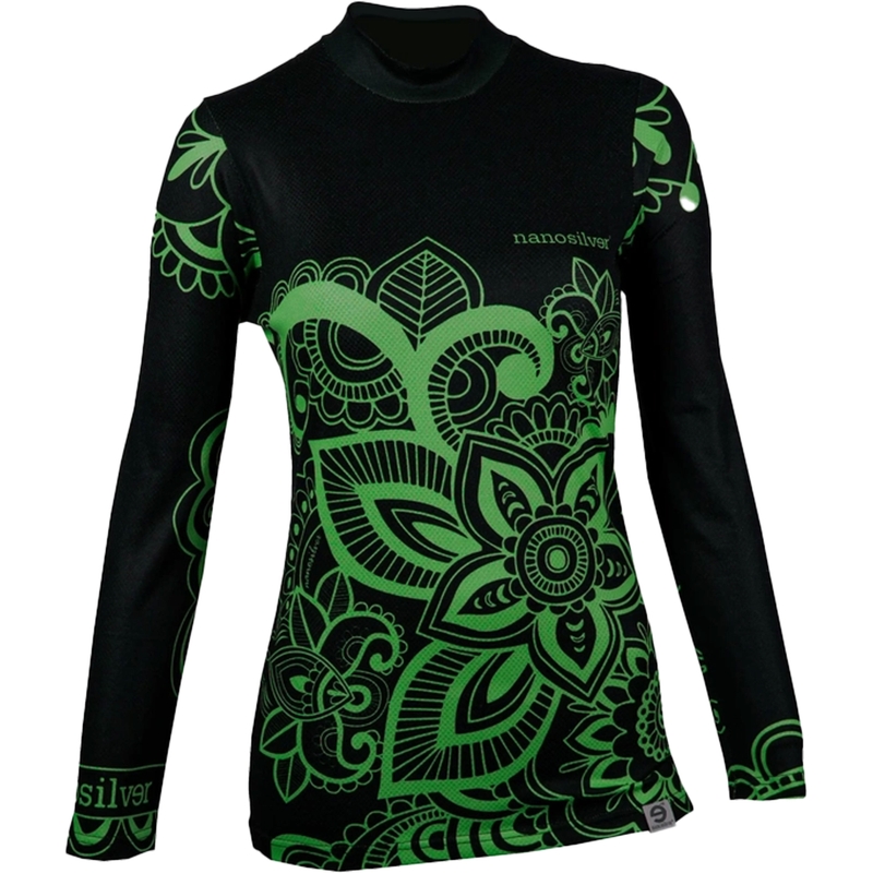 Дамска термо риза nanosilver® Flower green - дълъг ръкав