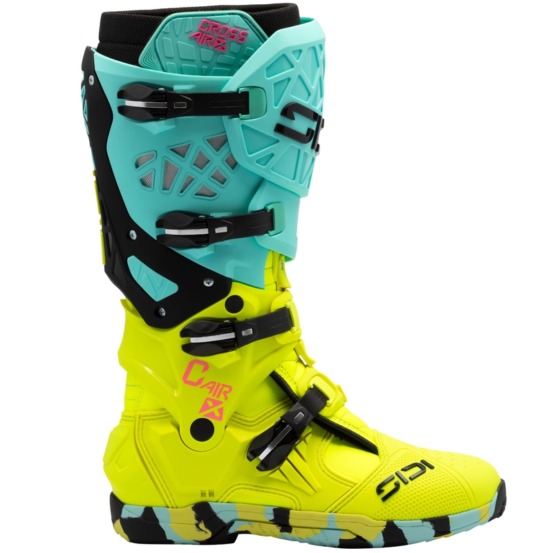 Мотоциклетни ботуши SiDi Crossair X, ментово-флуоресцентно жълти