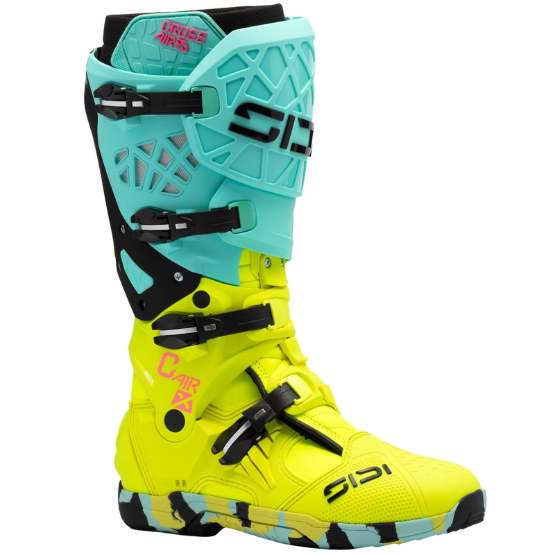 Мотоциклетни ботуши SiDi Crossair X, ментово-флуоресцентно жълти