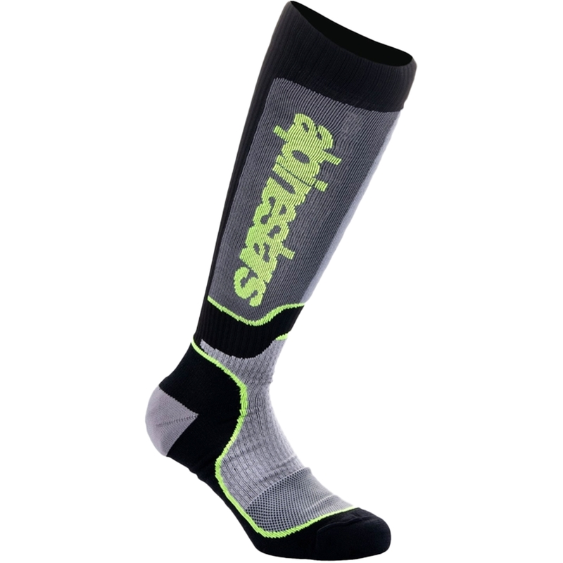 Детски чорапи Alpinestars MX Plus черно-сиво-флуо жълто