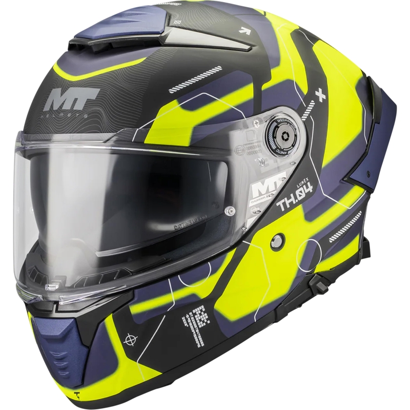 Мотоциклетна каска MT Thunder 4 SV Lumex B27 черно-синьо-флуоресцентно жълто