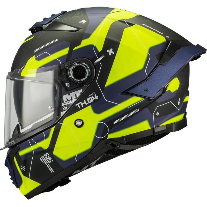 Мотоциклетна каска MT Thunder 4 SV Lumex B27 черно-синьо-флуоресцентно жълто