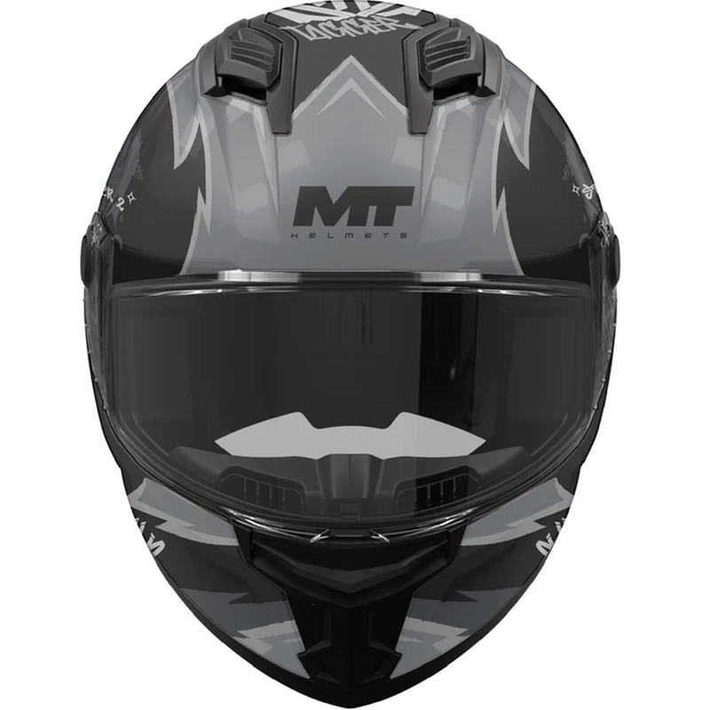 Мотоциклетна каска MT Stinger 2 Tagger B2 с пълно лице, матово черно-сива